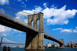 The Brooklyn Bridge New York is one of the most famous landmarks